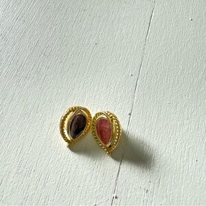 Vintage Pink Stud Gold Earrings